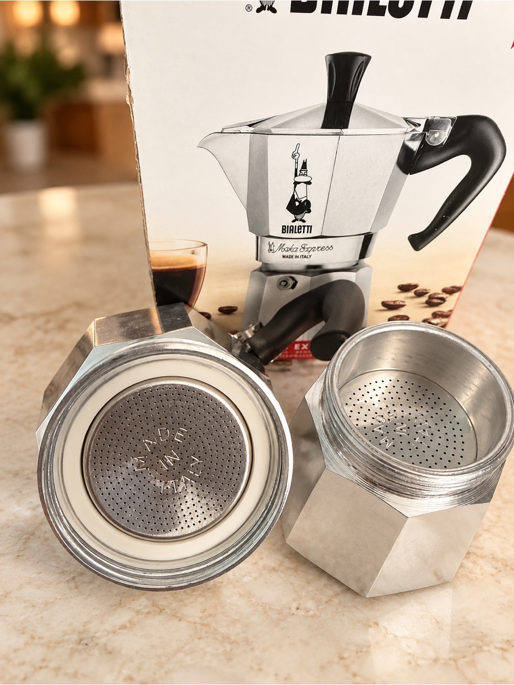 Bialetti Silver Aluminum Moka Pot Upper Chamber & Filter Set - Silver